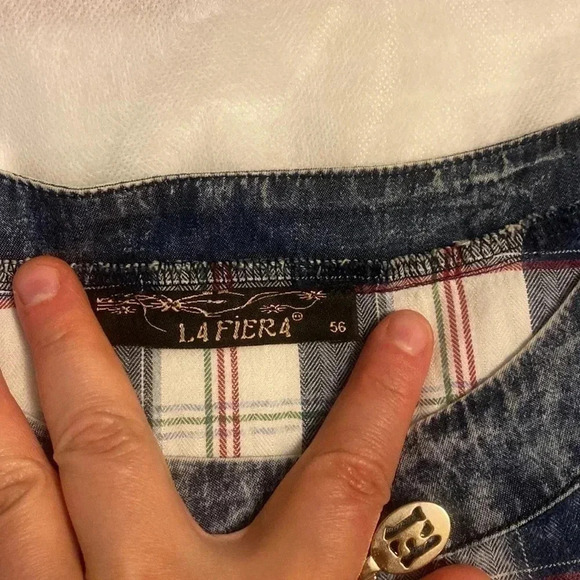 Plus size cotton summer  dress 👗 Denim plaid style - Picture 5 of 6